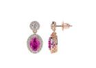 Natural Pink Sapphire Earrings with Diamond Accents in Rose Gold