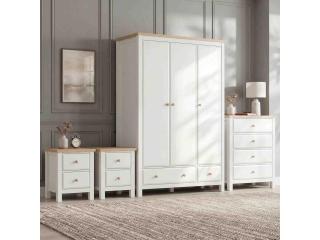 Haven White 4 Piece Painted Bedroom Set with 4 Drawer Chest and Two Bedsides