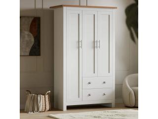 White Shaker Storage Wardrobe with Rail, Shelves and Drawers