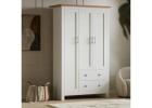 White Shaker Storage Wardrobe with Rail, Shelves and Drawers