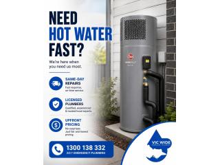 Need Hot Water Fast? Call Vic Wide Emergency Plumbing!
