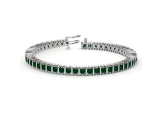 2mm Round Emerald Diamond Tennis Bracelet in 14K White Gold