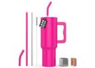 ENEM Insulated Tumbler with Metal Straw, Leakproof  Travel Design