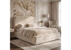 Beige Pluva King Ottoman Bed With Full-Length Storage Bay