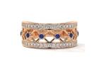 Classic Half Eternity Blue Sapphire Diamond Wedding Ring for Women