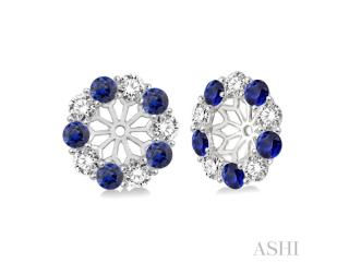 Elegant Sapphire Ear Studs with Diamond Accents