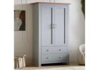 Shaker Double Wardrobe with Drawers – Full-Length Rail, White or Grey