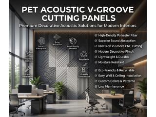 PET Acoustic V-Groove Panels | Acoustic Board India®