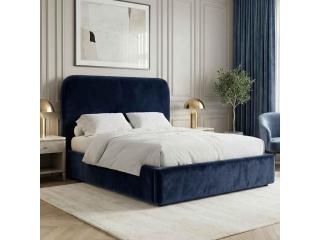 Blue Pluva Small Double Ottoman Bed With Full-Length Storage