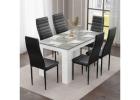 6-Seater Dining Table Set – Marble Effect or Rustic Wood