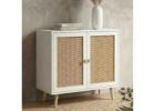 Wovena White Rattan Door 2 Door Sideboard Cabinet