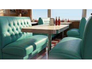 Find our Dining booths for sale in circle arrangements of ½, ¼, ¾, and L shapes