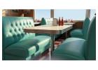 Find our Dining booths for sale in circle arrangements of ½, ¼, ¾, and L shapes
