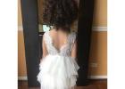 White Lace Toddler Flower Girl Dress, Infant Tulle Wedding Gown, Bohemian Beach Princess Outfit
