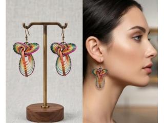 Buy Exclusive Handmade Artisan Earrings with Spiral Rainbow Design