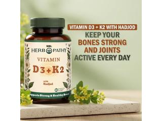 SBL Herbopathy Natural Vitamin D3 + K2 Capsules for Bone Health