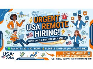 ???? URGENT USA HIRING: Work From Home & Get Paid Weekly ($20 - $30/hr)