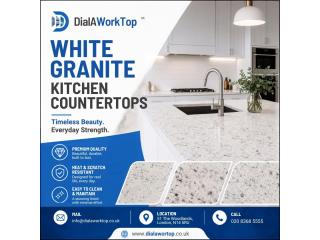 White Granite Kitchen Countertops | +44 020 83685555 | DialAWorkTop