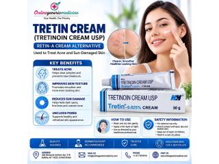 Tretin Cream (Tretinoin Cream) | Retin-A for Acne & Sun-Damaged Skin | Online Generic Medicine