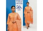 Stylish Orange Printed Cotton Kurta Pant Set
