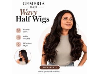Wavy Half Wig for Natural Hair – 100% Human Hair | Gemeria Hair