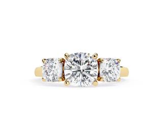 Cushion Cut Three-Stone Diamond Ring | Yellow, White & Rose Gold | Yarra Jewels