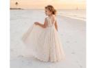 Ivory Boho Flower Girl Dress, Rustic Lace Junior Bridesmaid Dress, Proposal Dress for Flower Girl
