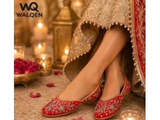 Walqen Crimson Star Royale Bridal Punjabi Jutti – Regal Elegance for Your Special Day