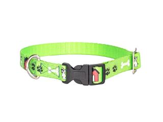 Nylon Paw Print Dog Collar with Adjustable