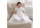 Newborn Lace Christening Gown for Baby Girl, Elegant Baptism Dress, White Blessing Day Outfit