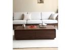 Modern Minimal Coffee Table with Functional Walnut Storage