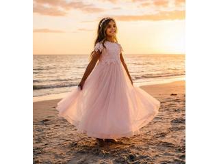 Blush Pink Sienna Dress, Boho Lace Flower Girl Dress for Toddlers