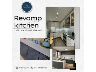 Kitchen Cabinet Wrapping Dubai | Modern Vinyl Kitchen Makeover