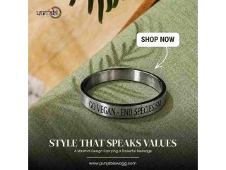 Vegan Activist Stainless Steel Kada | Engraved Animal Rights Bracelet by Punjabi Swagg