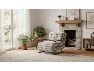 Tartan 4-in-1 Sleeper Sofa Chair with Folding Guest Bed for Small Spaces