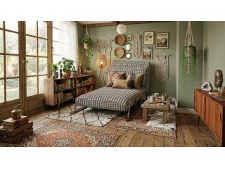 3-in-1 Houndstooth Sleeper Chair with 5-Position Adjustable Chaise & Guest Bed