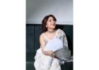 Elegant Off-White Linen Saree with Floral Lace Border | Chinaya Banaras