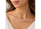 Horizontal Bar Akoya Pearl Pendant Necklace in Platinum 950