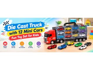 Die Cast Truck with 12 Mini Cars – Fun Toy Set for Kids