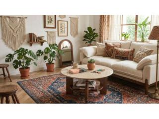 Mid-Century 2-Tier Round Coffee Table with Faux Marble Top & Solid Wood Legs