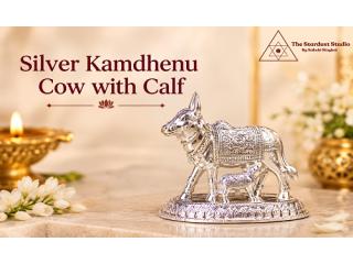 Buy Silver Kamdhenu Cow with Calf Online at Best Price
