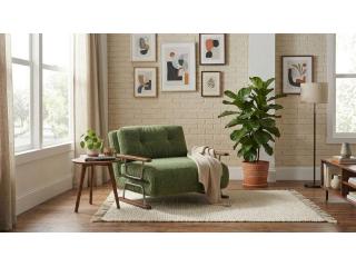 Plush Green Chenille 4-in-1 Foldable Sleeper Chair Bed, Space-Saving Single Sofa Bed