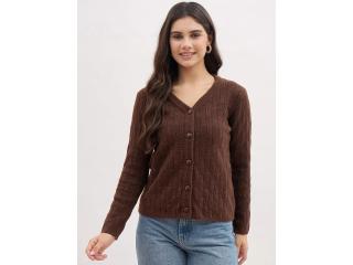Chocolate Brown Cardigan for Women – Stylish Button-Up Knitwear