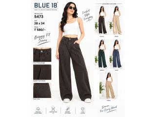 BLUE18 Women's High-Waist Pleated Baggy Fit Jeans (Article 5473)