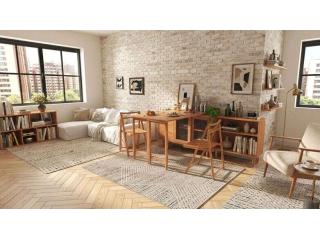 Mid-Century Modern Extendable Sideboard with Drop-Leaf Dining Table & Storage Cabinet