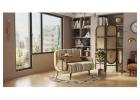 3-in-1 Mustard Yellow Striped Sleeper Chair Bed with PE Wicker Side Panels