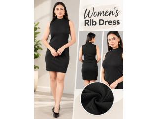 Women's Rib Dress With Premium Soft Rib, Sleeveless Regular Fit