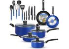 20-Piece Blue Cookware and Knives Set – Nonstick Pots and Pans 