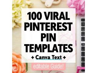 100 Pinterest Pin Templates + Canva Text + Growth Guide